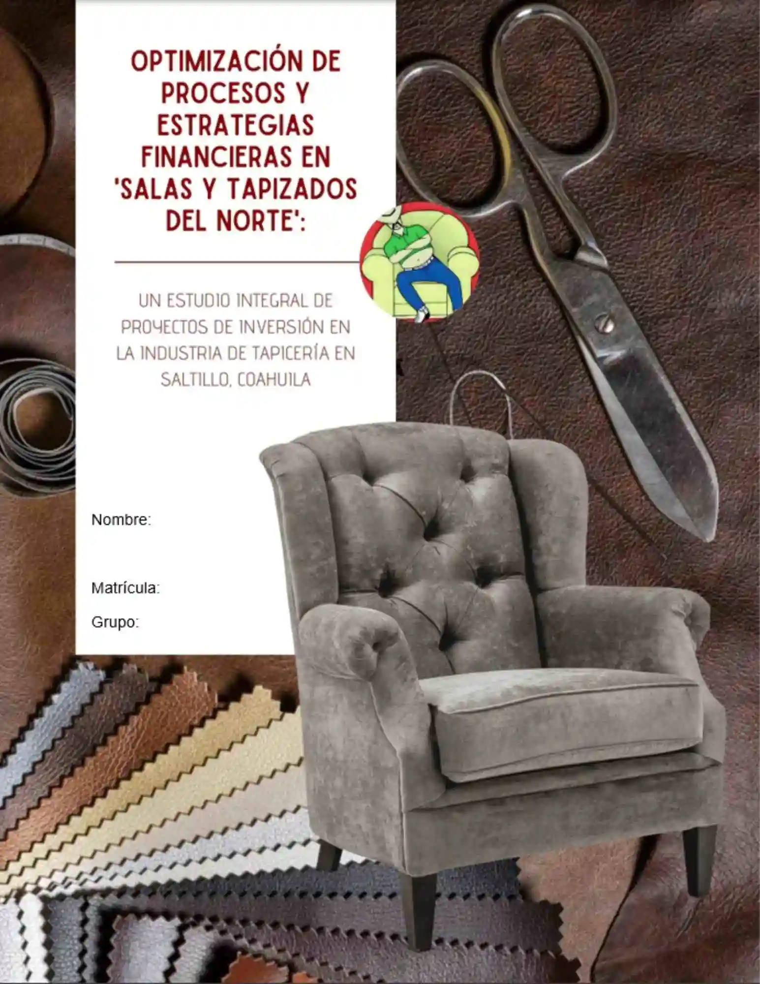 Portada de investigación sobre optimización de procesos en empresa de tapicería