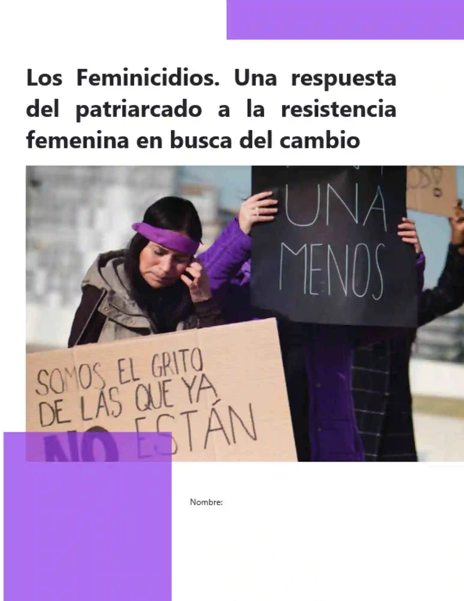 Portada de investigación sobre feminicidios y violencia de género