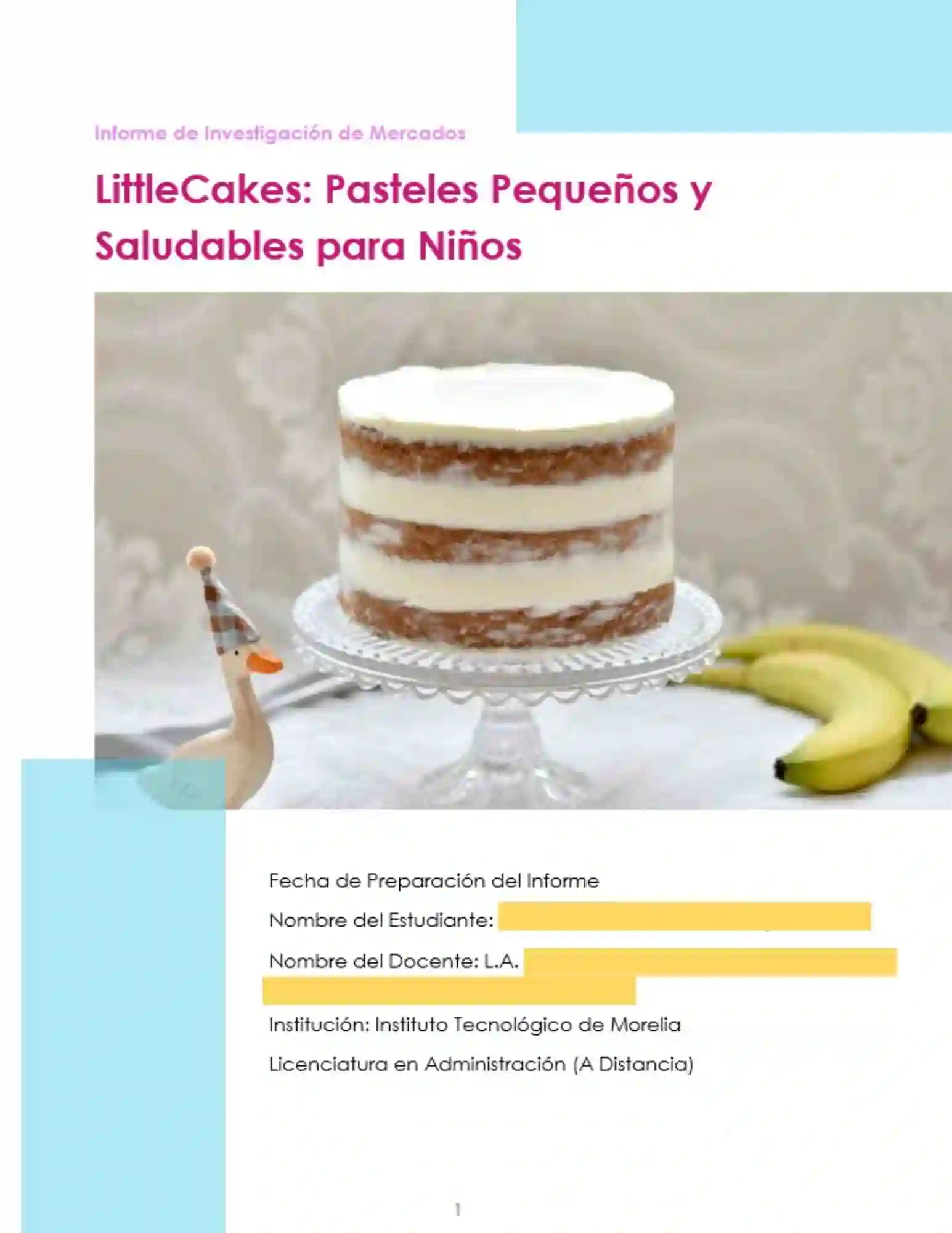 Portada de investigación de mercados LittleCakes pasteles saludables para niños