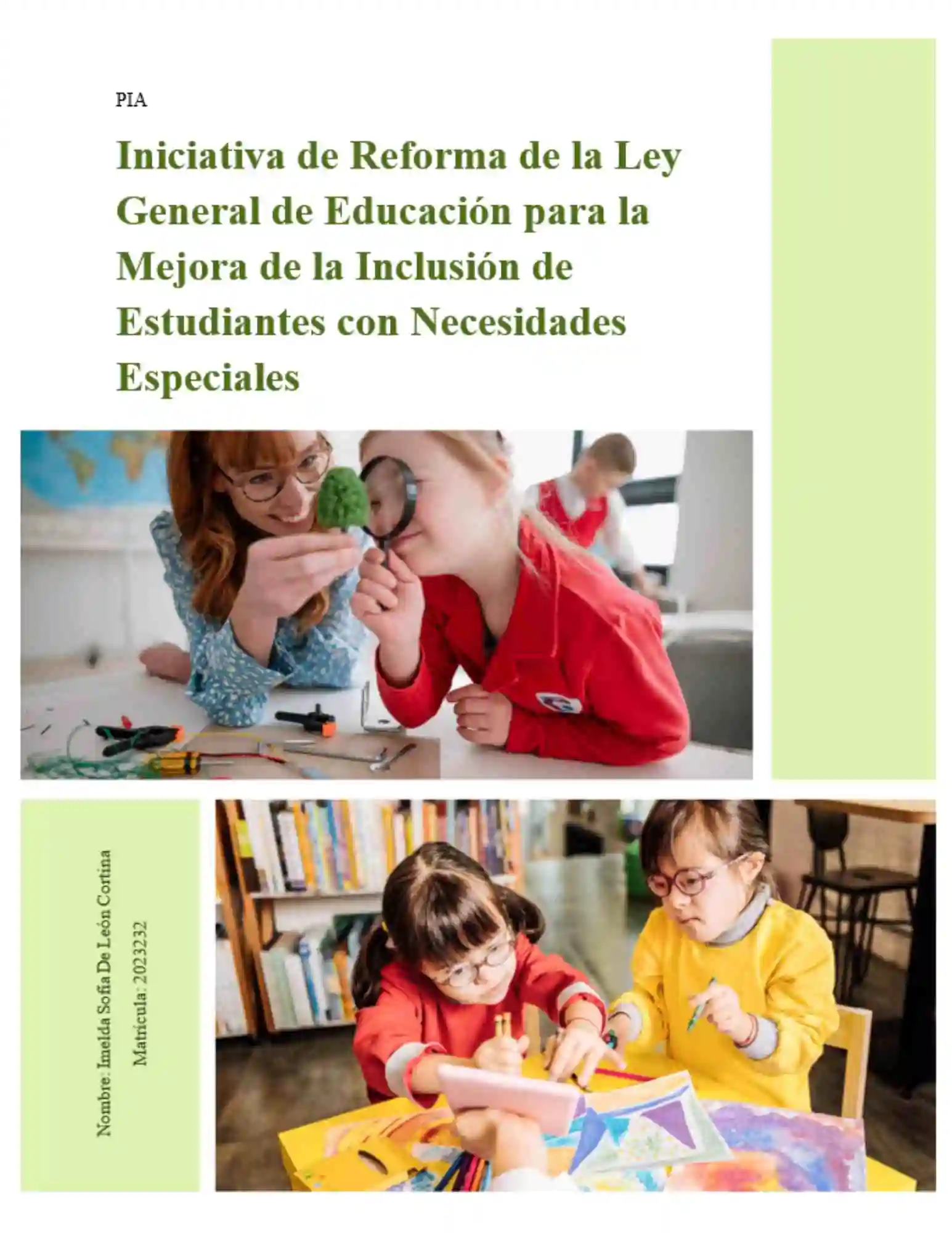 Portada de iniciativa de reforma educativa para inclusión de estudiantes con necesidades especiales