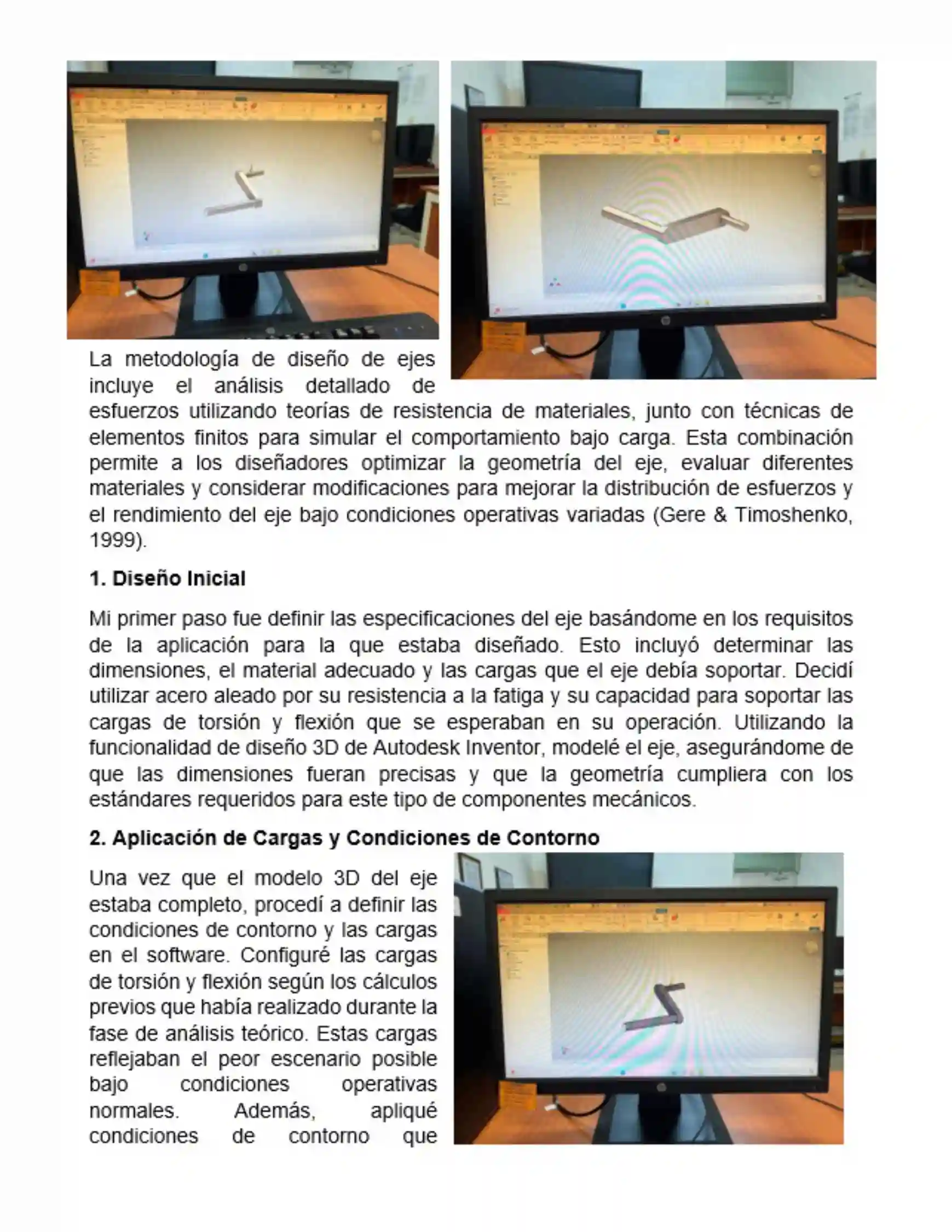 Portada de modelado de eje en Autodesk Inventor y análisis de esfuerzos