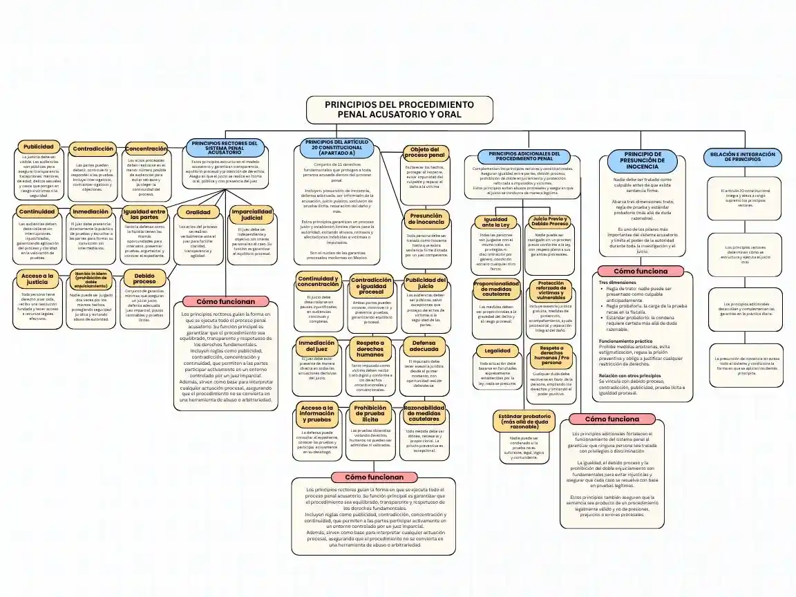 Mapa conceptual sobre principios del procedimiento penal acusatorio y oral