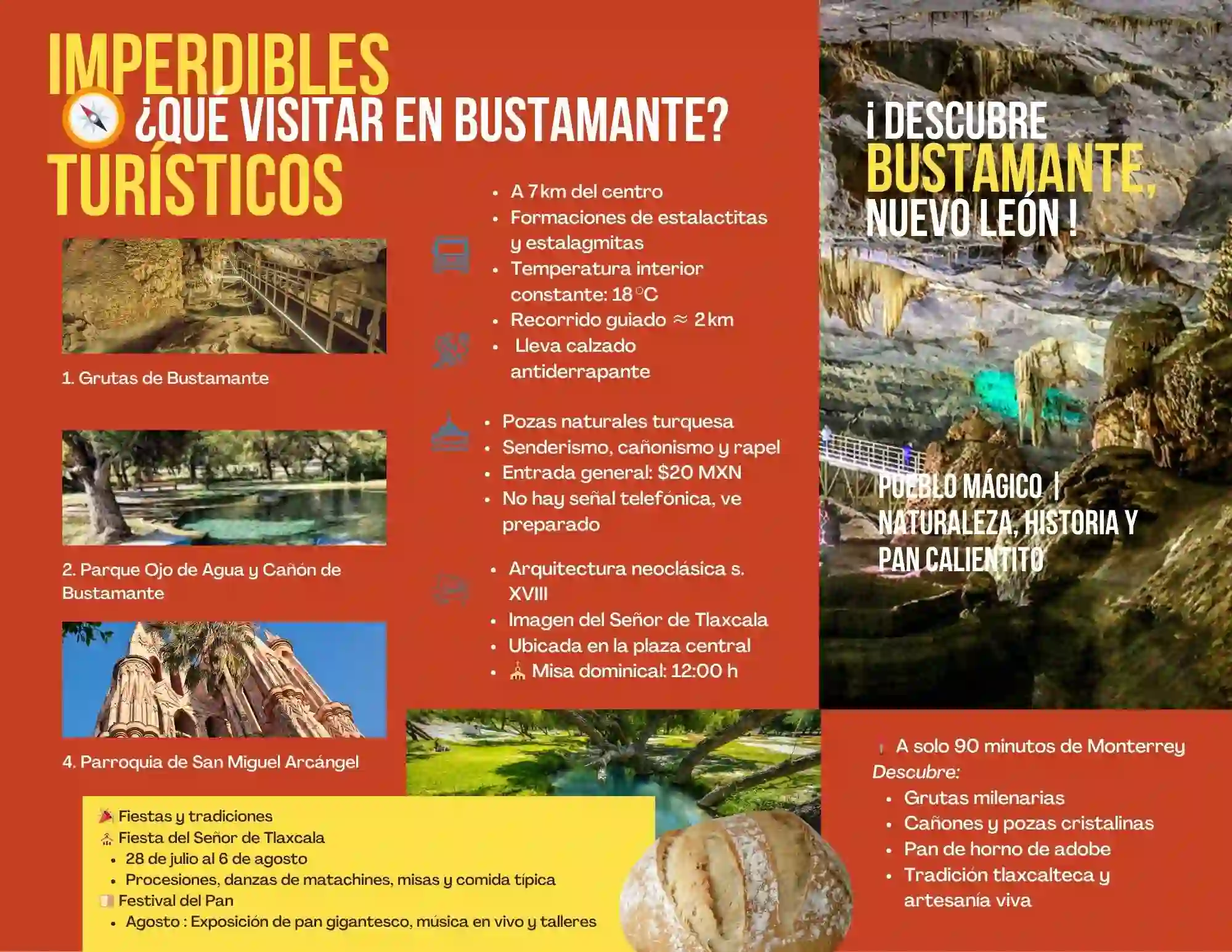 Folleto tríptico turístico de Bustamante Nuevo León